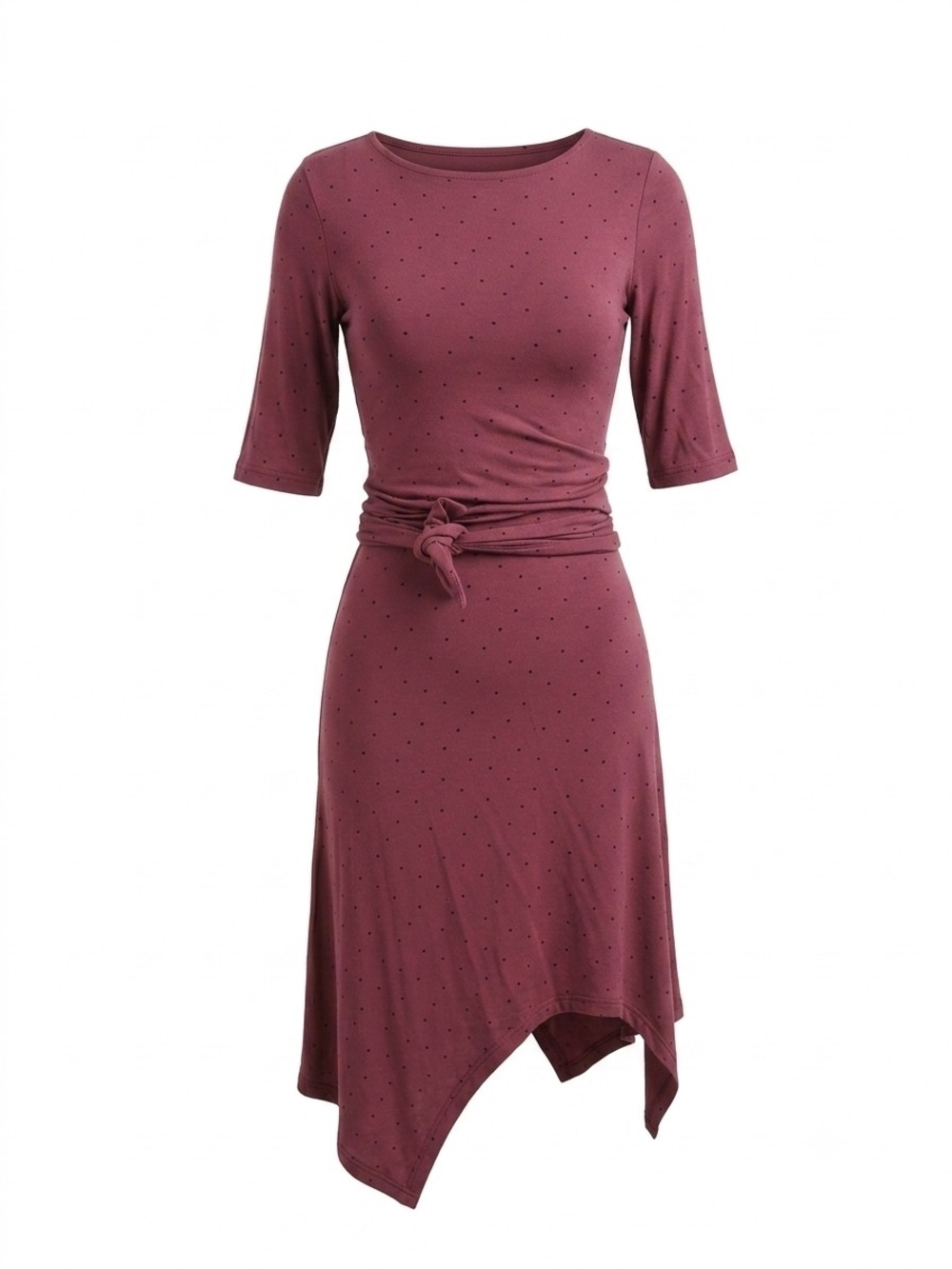 Yala Polka Dot Tie-Waist Midi Dress - Dusty Rose